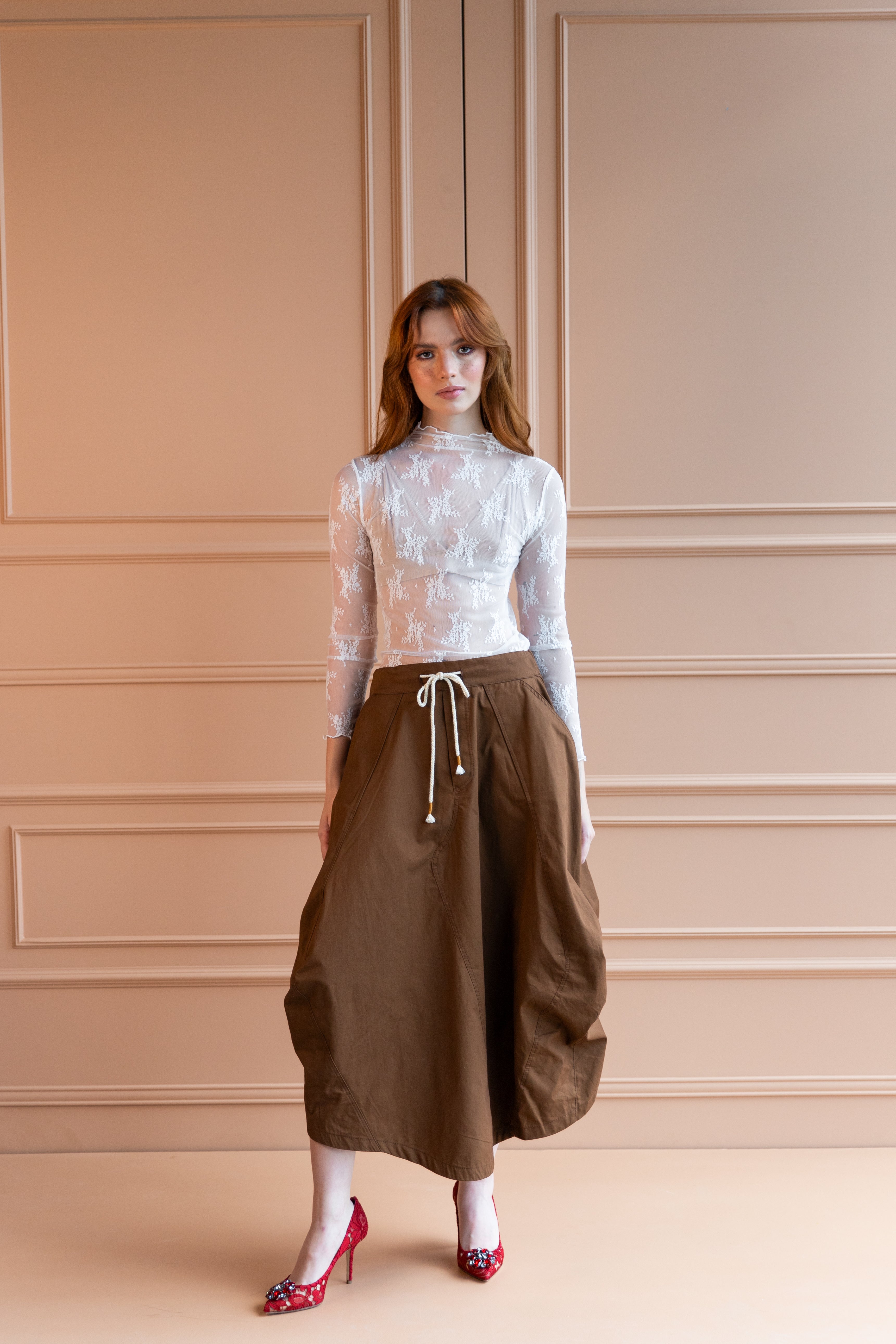 Top Mesh Flower White