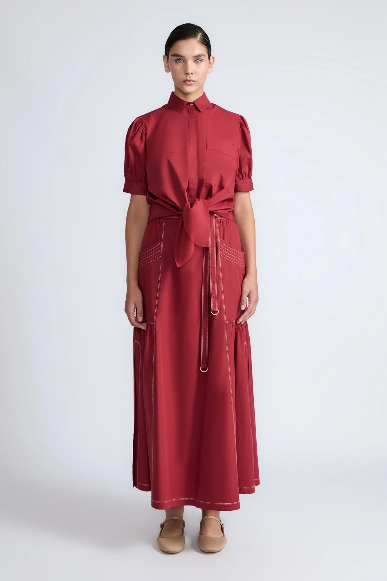 Milena Cotton Maxi Skirt | Wine