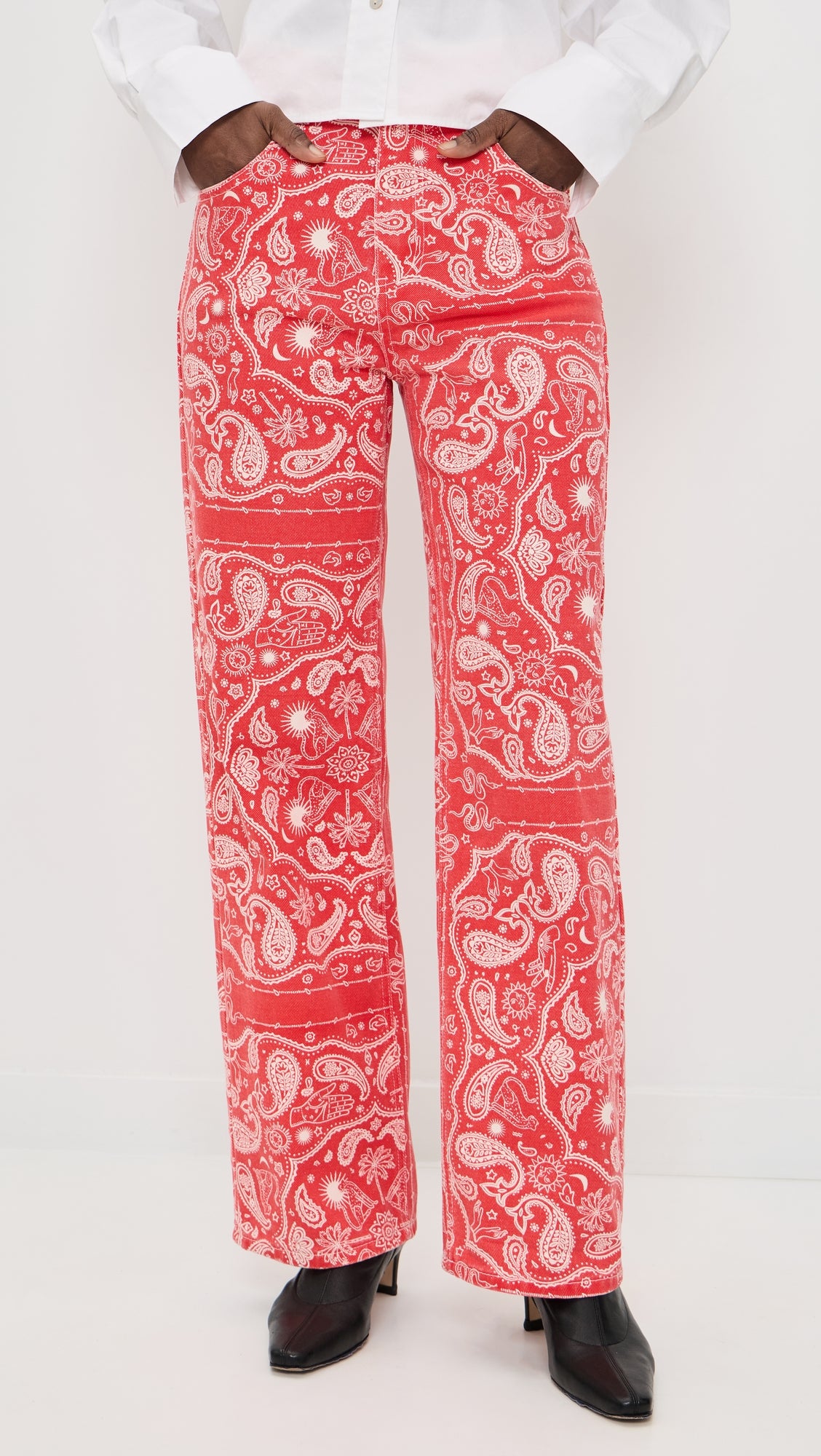 Never Fully Dressed Red Bandana Jeans