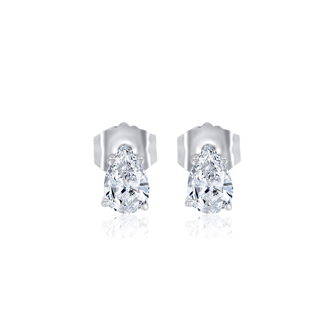 Gold Lab Diamond Mini Pear Prong Stud Earring