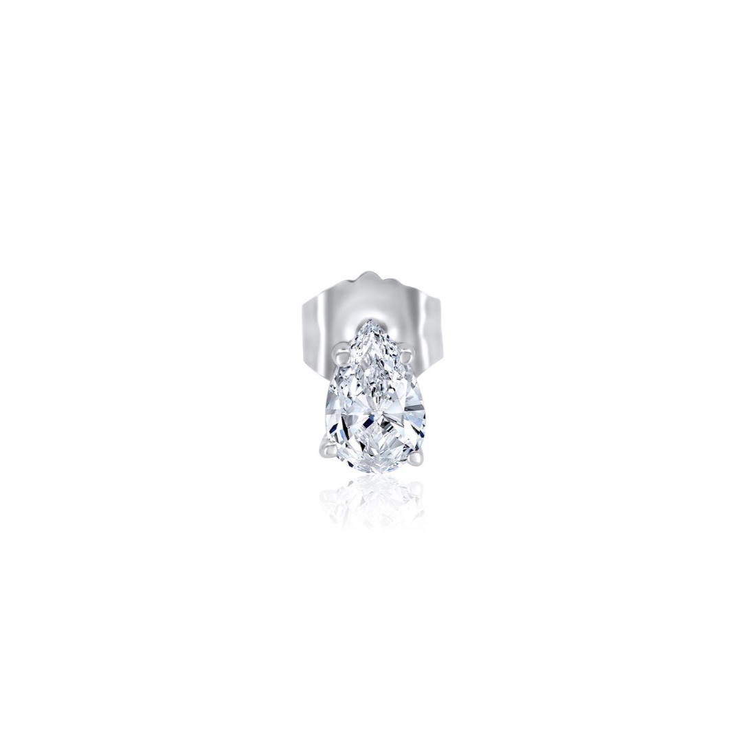 Gold Lab Diamond Mini Pear Prong Stud Earring