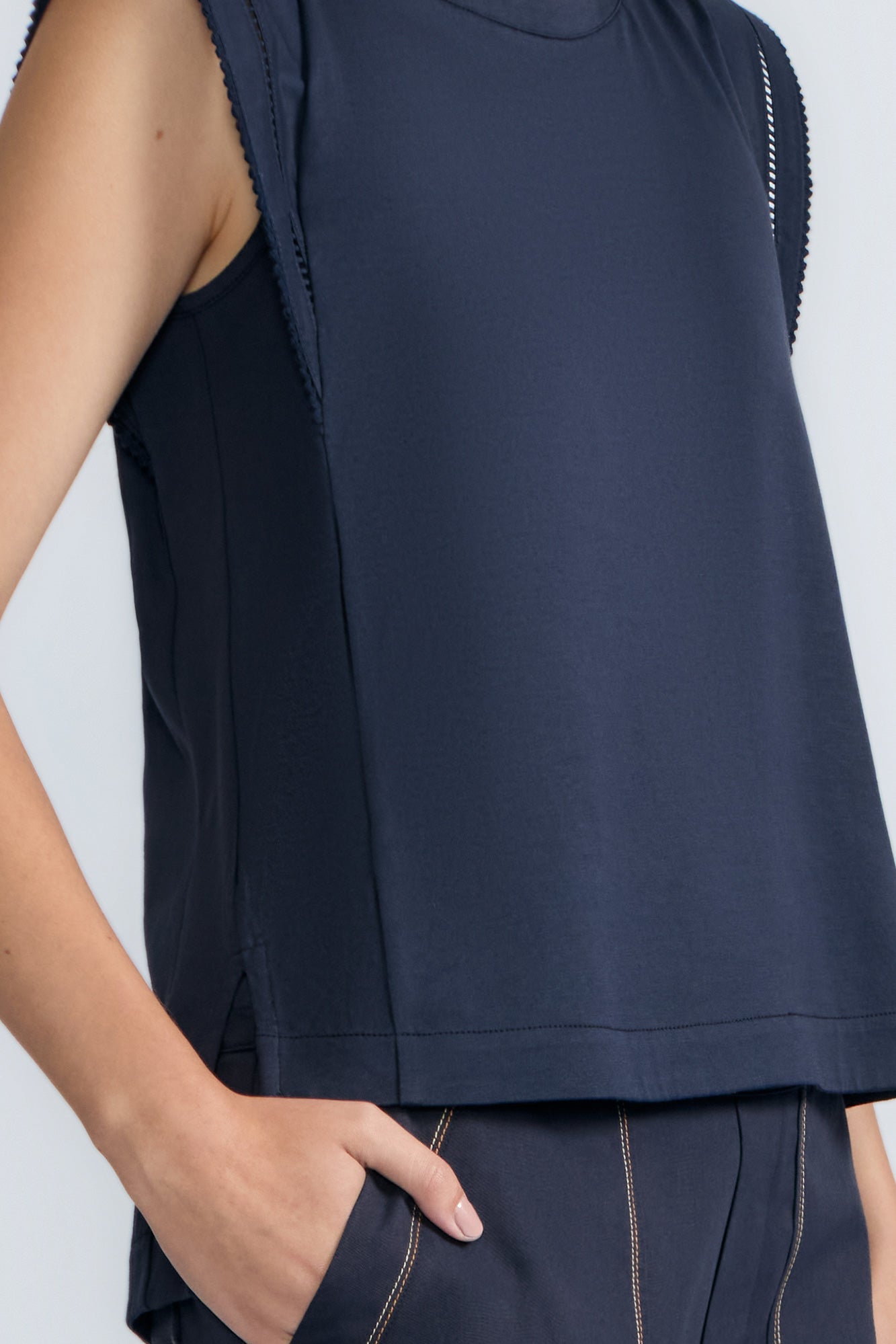 Regina Pima Cotton Knit Top | Navy
