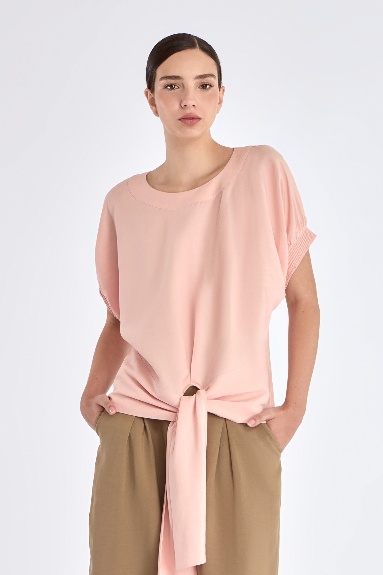 Shelby Tie-Hem Blouse | Rose