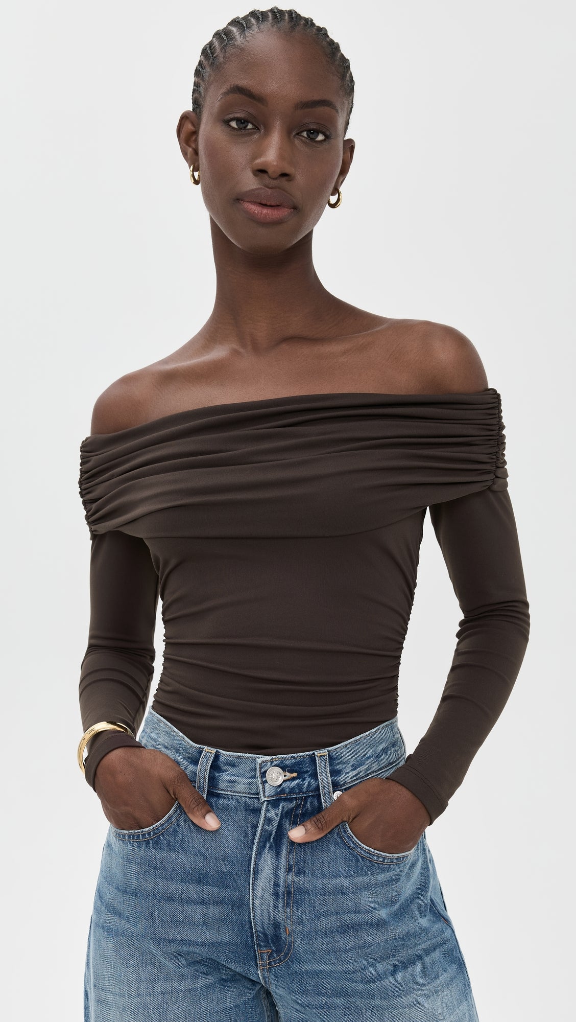 Susana Monaco Off Shoulder Gathered Top
