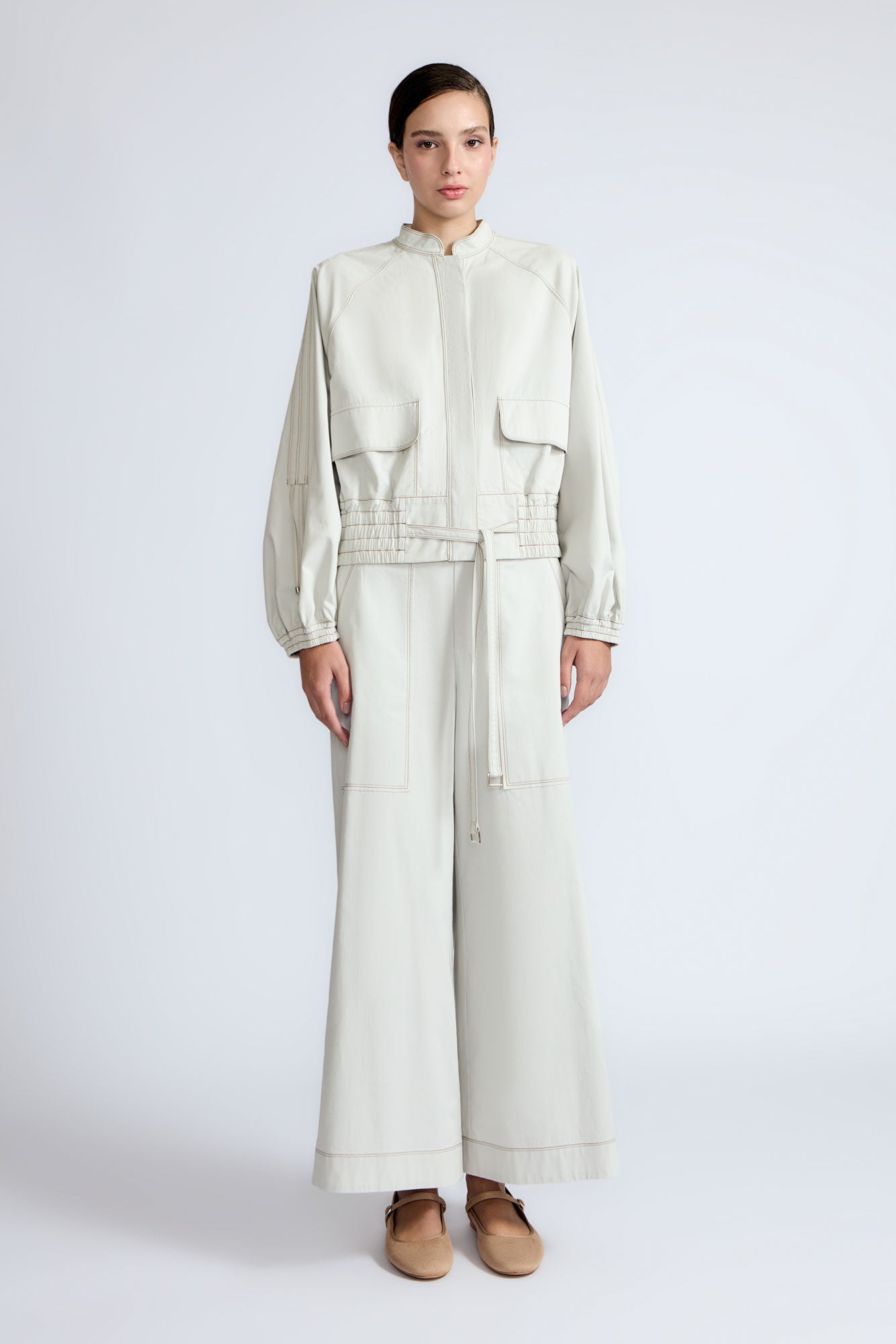 Zoe High-Rise Cotton Pants | Silver