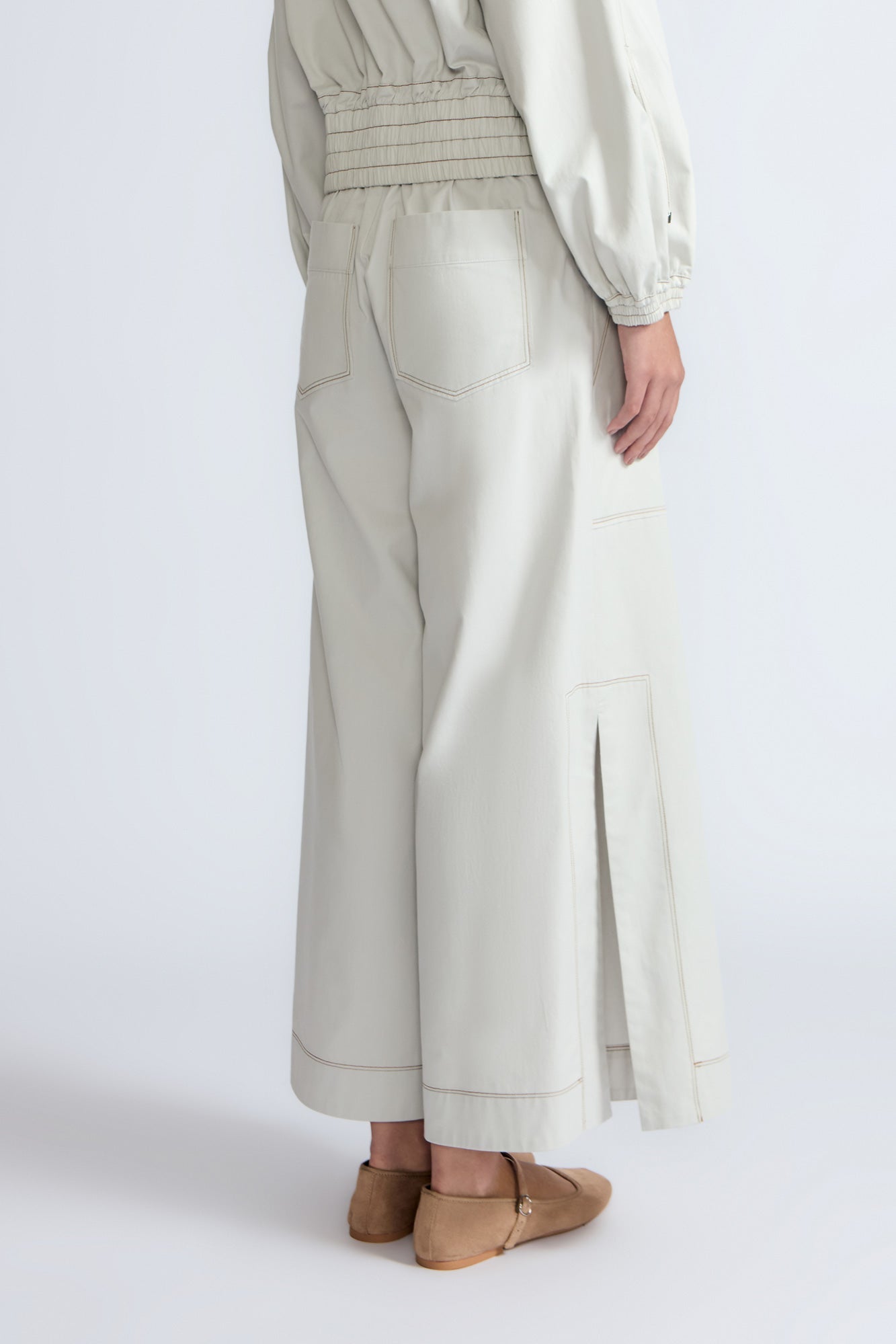 Zoe High-Rise Cotton Pants | Silver