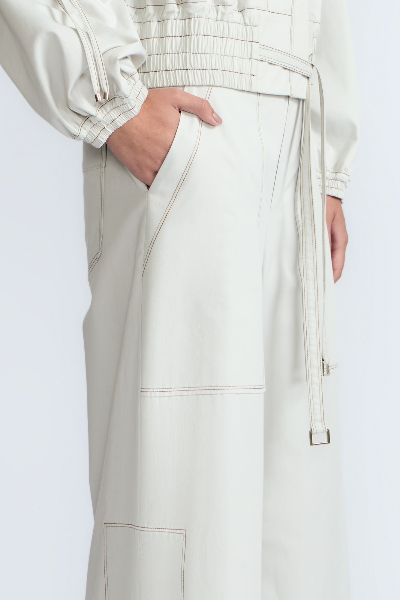 Zoe High-Rise Cotton Pants | Silver