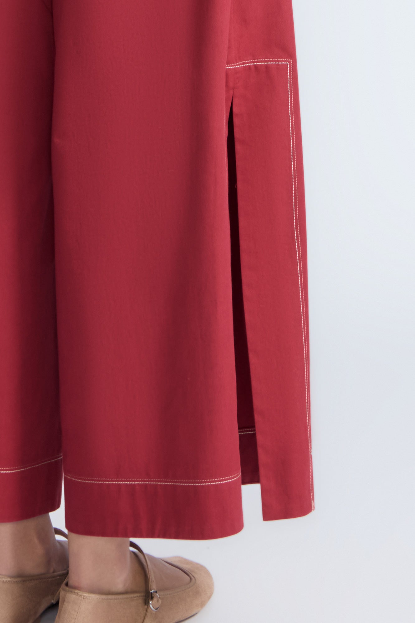 Zoe High-Rise Cotton Pants | Wine
